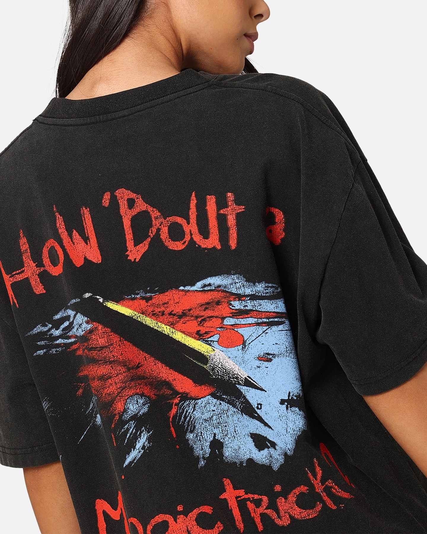 American Thrift X DC Batman The Joker Magic Trick Heavy T-Shirt Vintage Black
