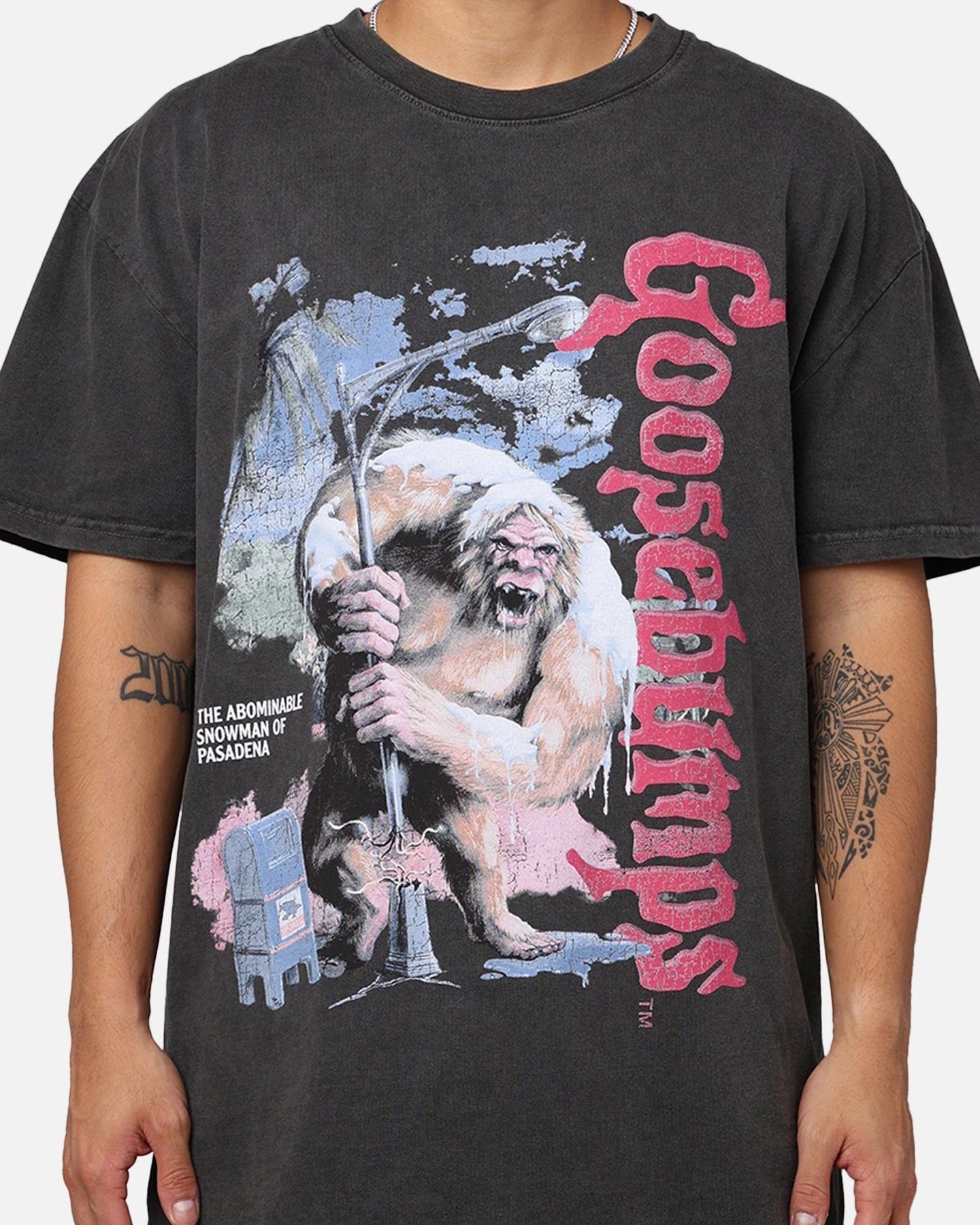 American Thrift X Goosebumps Abominable Snowman Heavyweight T-Shirt Black Wash