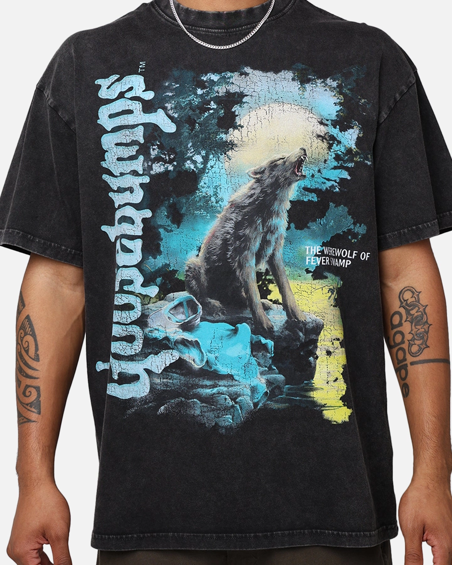 American Thrift X Goosebumps Fever Tree Vintage T-Shirt Black Wash