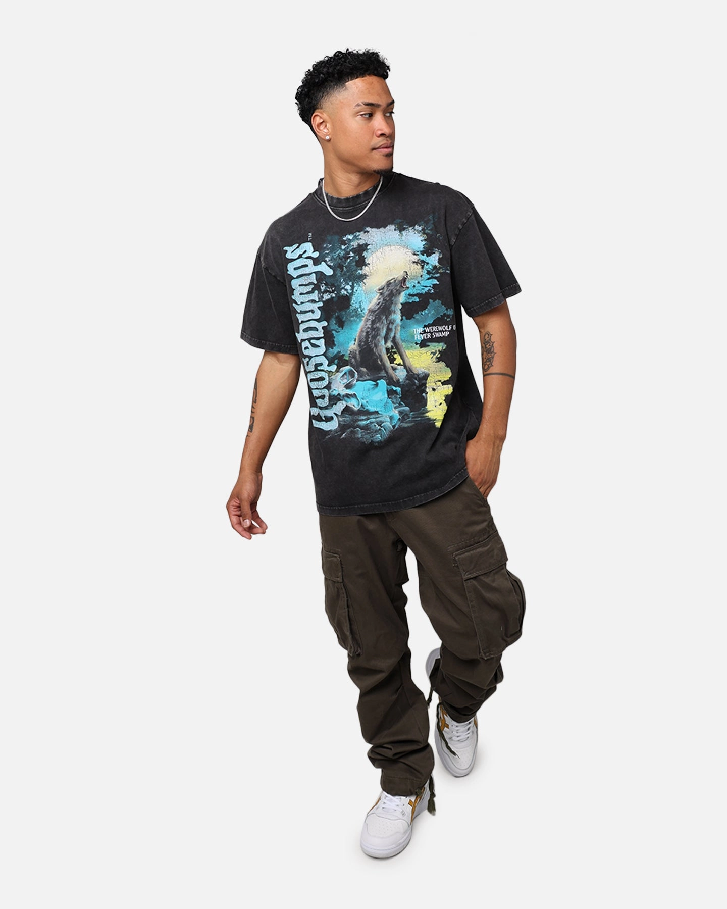 American Thrift X Goosebumps Fever Tree Vintage T-Shirt Black Wash