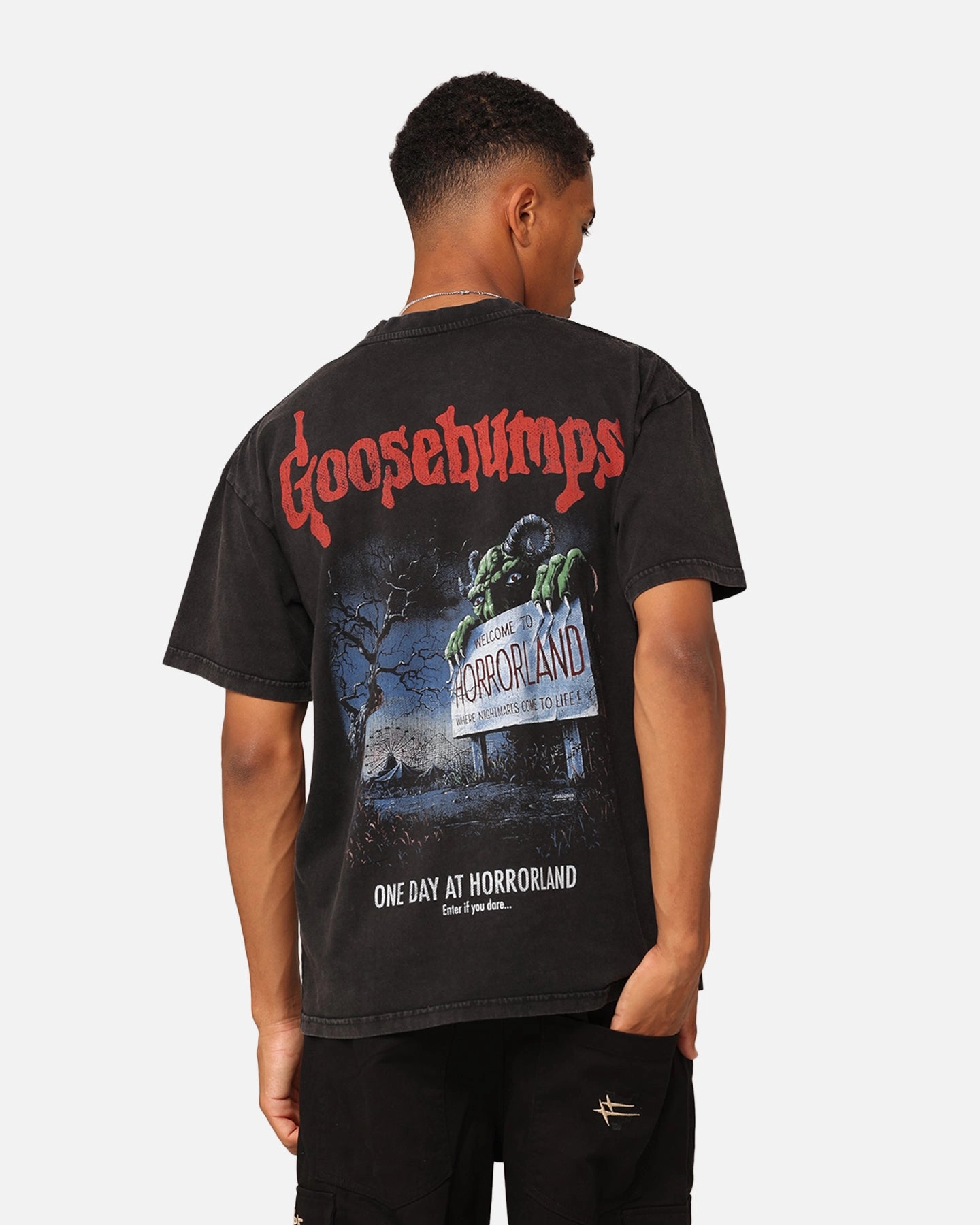 American Thrift X Goosebumps Horror Land Vintage T-Shirt Black Wash