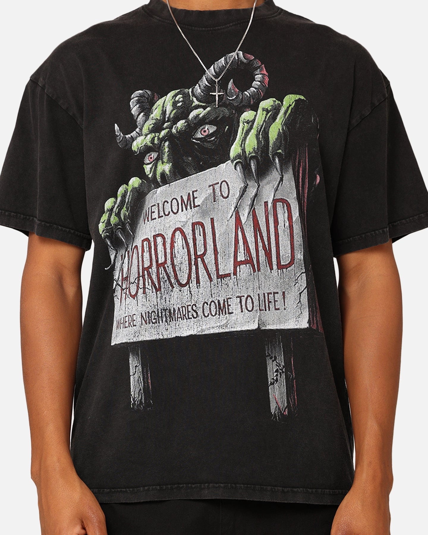 American Thrift X Goosebumps Horror Land Vintage T-Shirt Black Wash