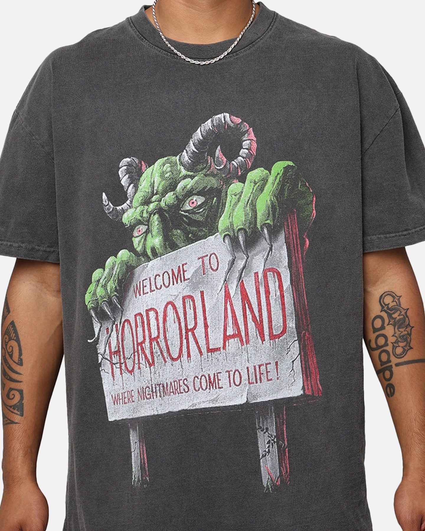 American Thrift X Goosebumps Horrorland Heavyweight T-Shirt Black Wash