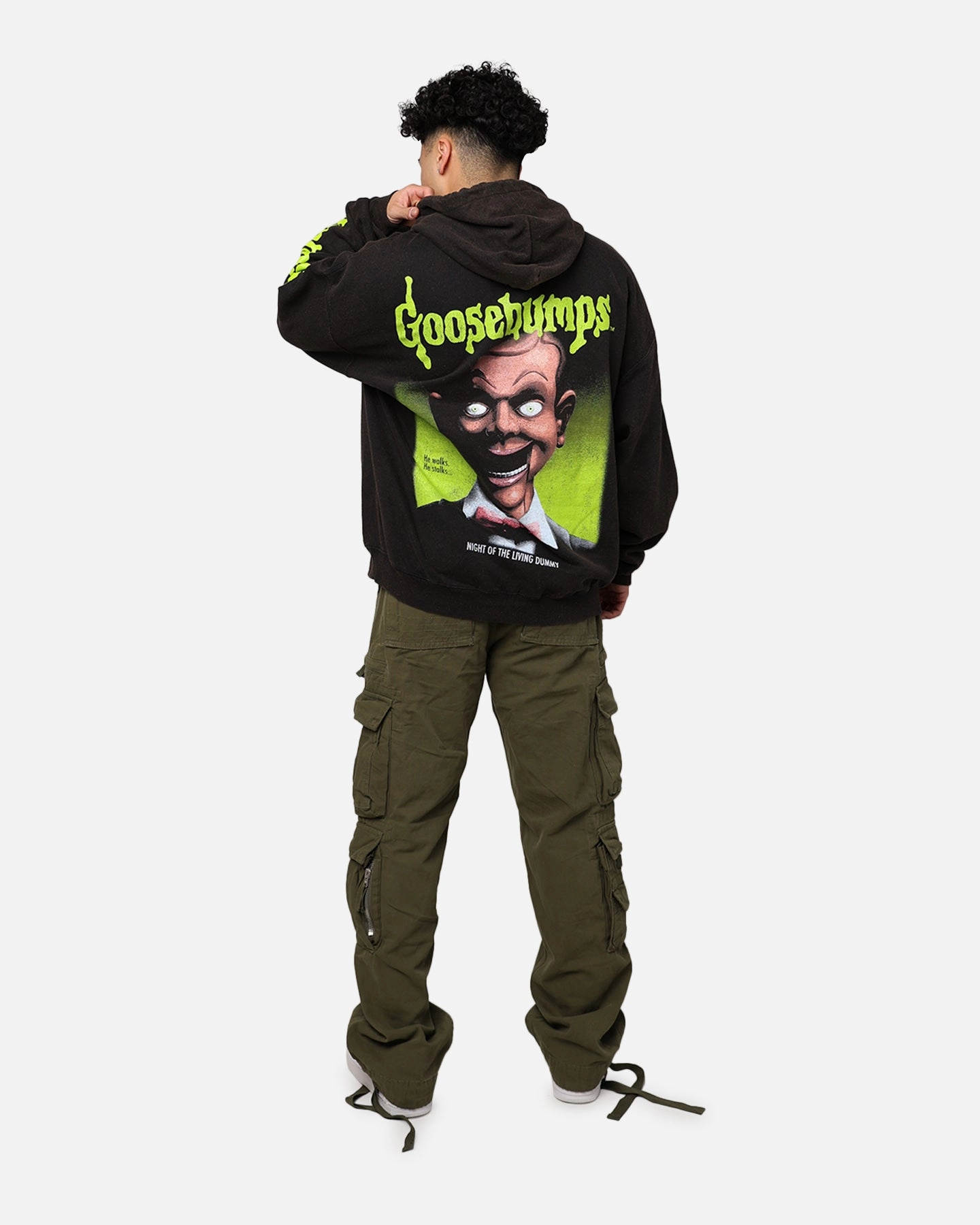 American Thrift X Goosebumps Living Dummy Vintage Hoodie Black Wash
