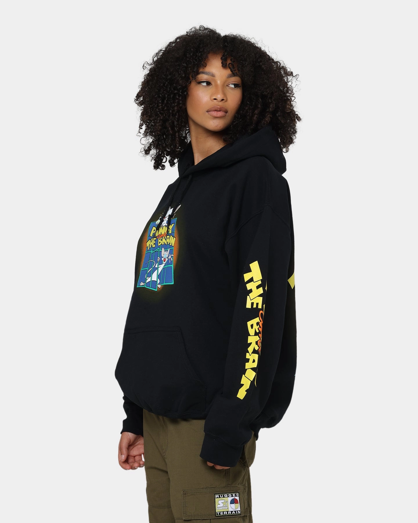 American Thrift X Pinky And The Brain Pinky And The Brain Vintage Hoodie Black Wash