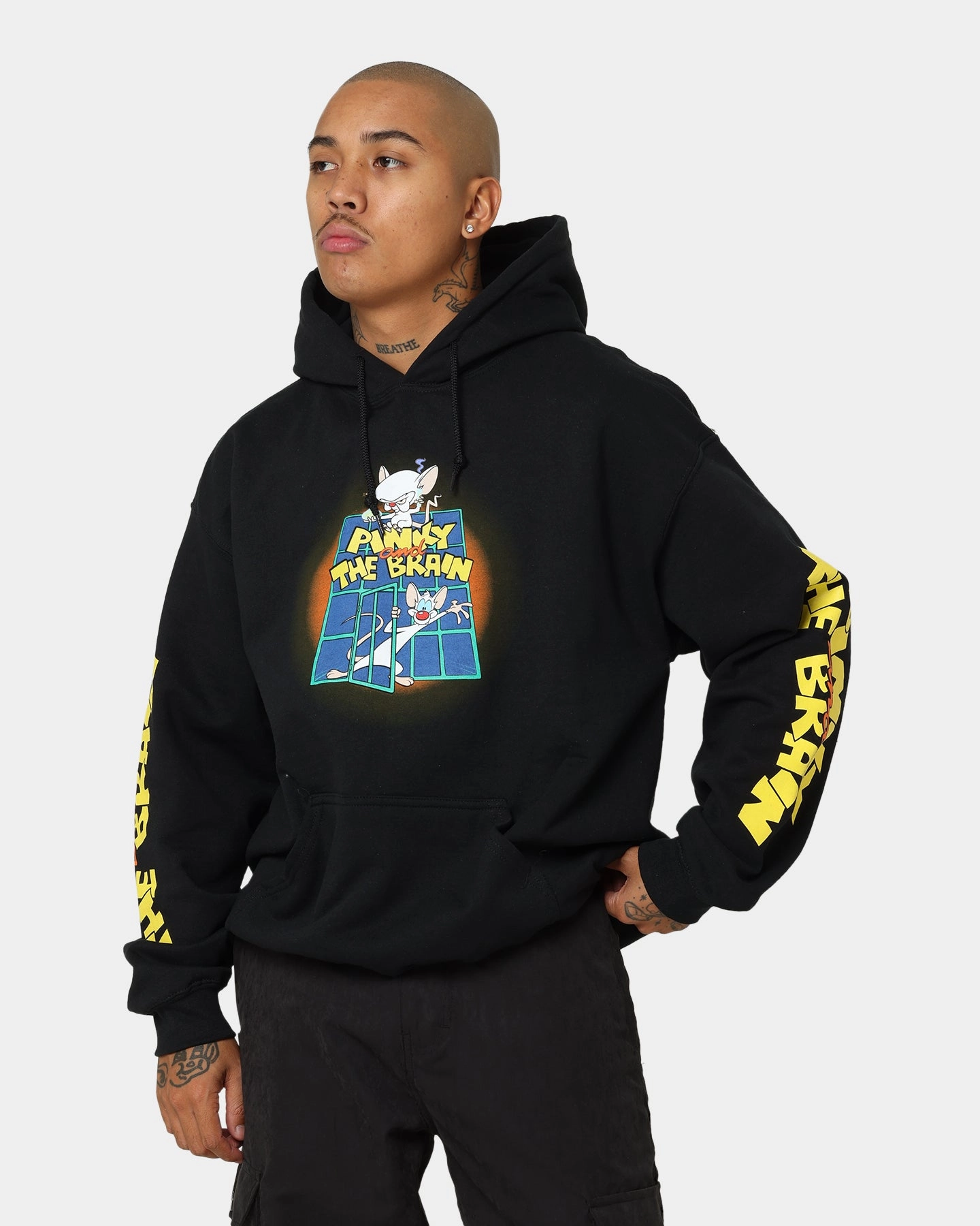 American Thrift X Pinky And The Brain Pinky And The Brain Vintage Hoodie Black Wash