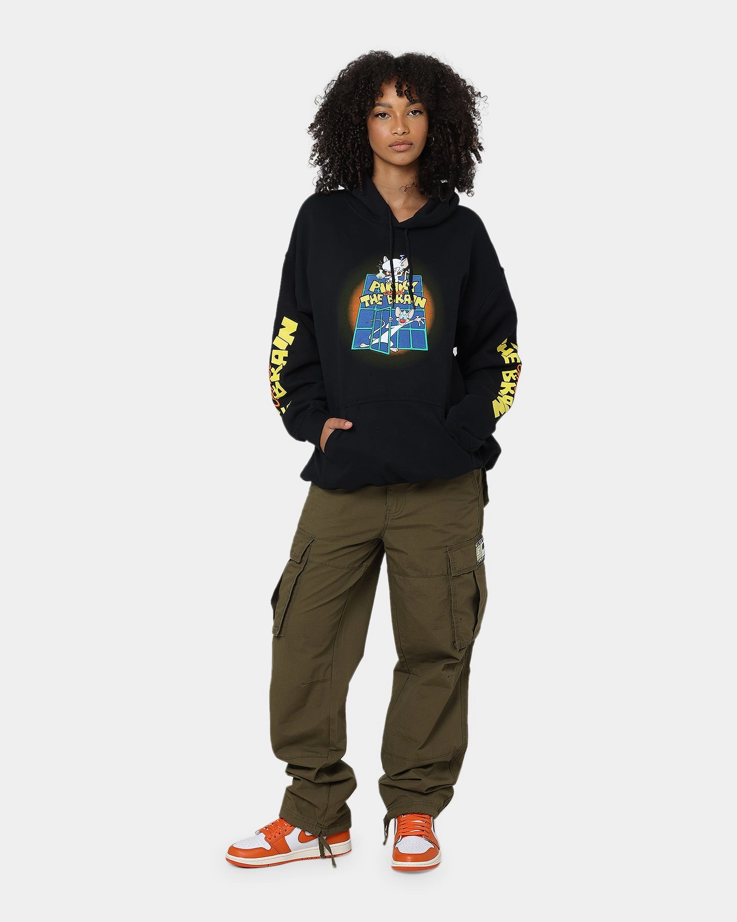 American Thrift X Pinky And The Brain Pinky And The Brain Vintage Hoodie Black Wash