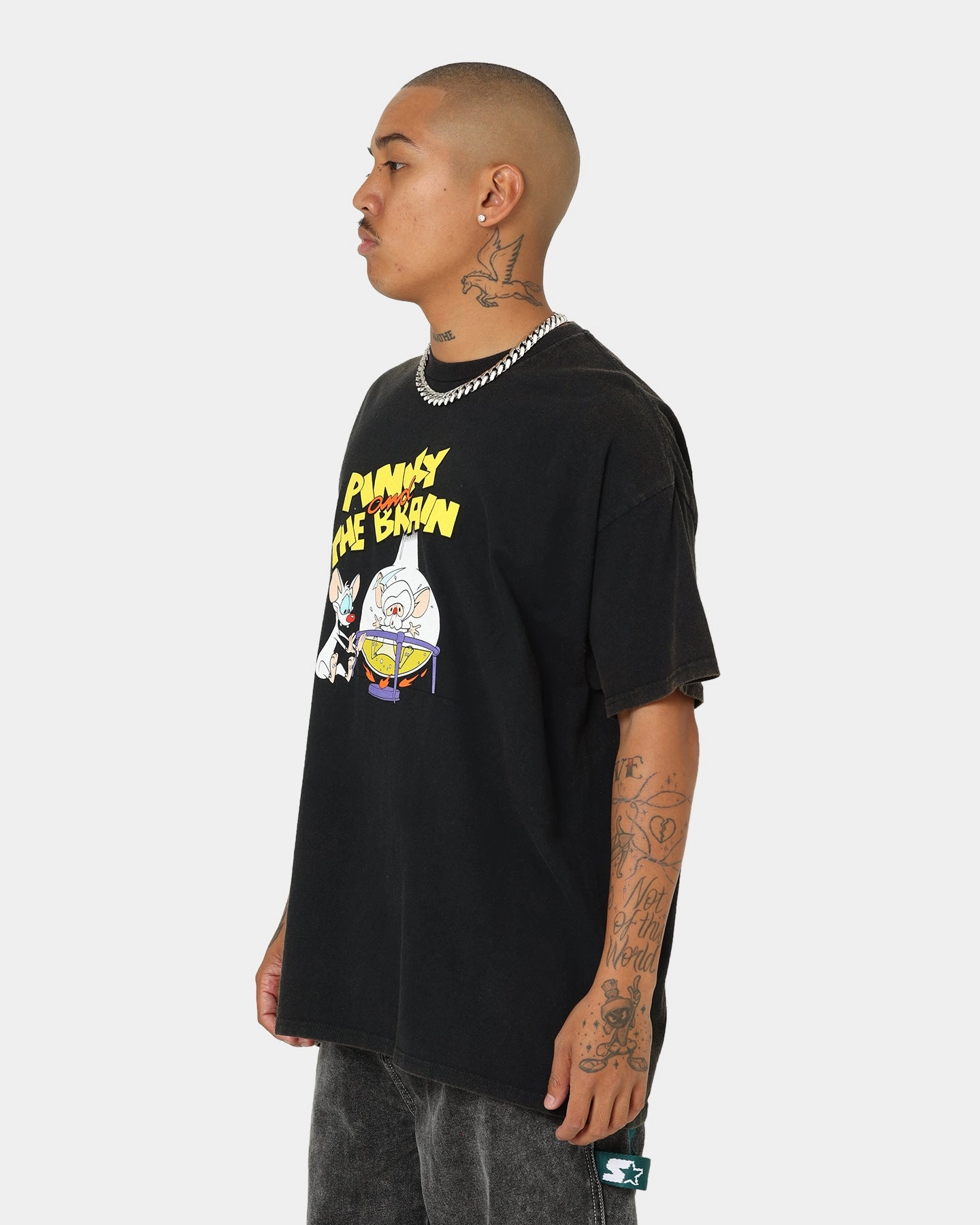 American Thrift X Pinky And The Brain Pinky And The Brain Vintage T-Shirt Black Wash