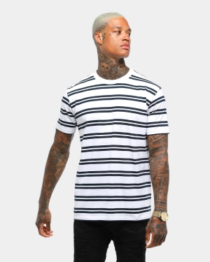 AS COLOUR CLASSIC STRIPE TEE WHITE/NAVY