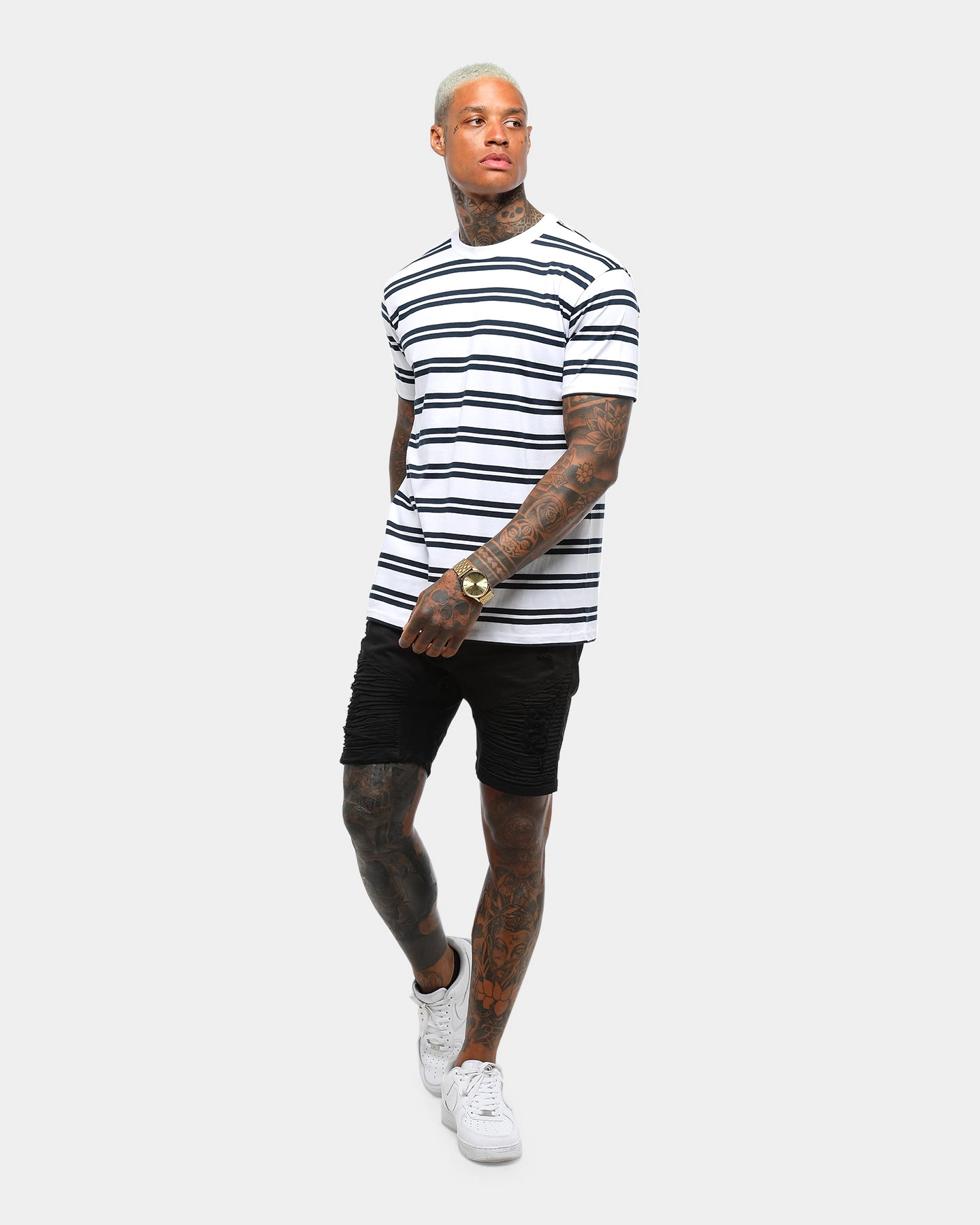 AS COLOUR CLASSIC STRIPE TEE WHITE/NAVY