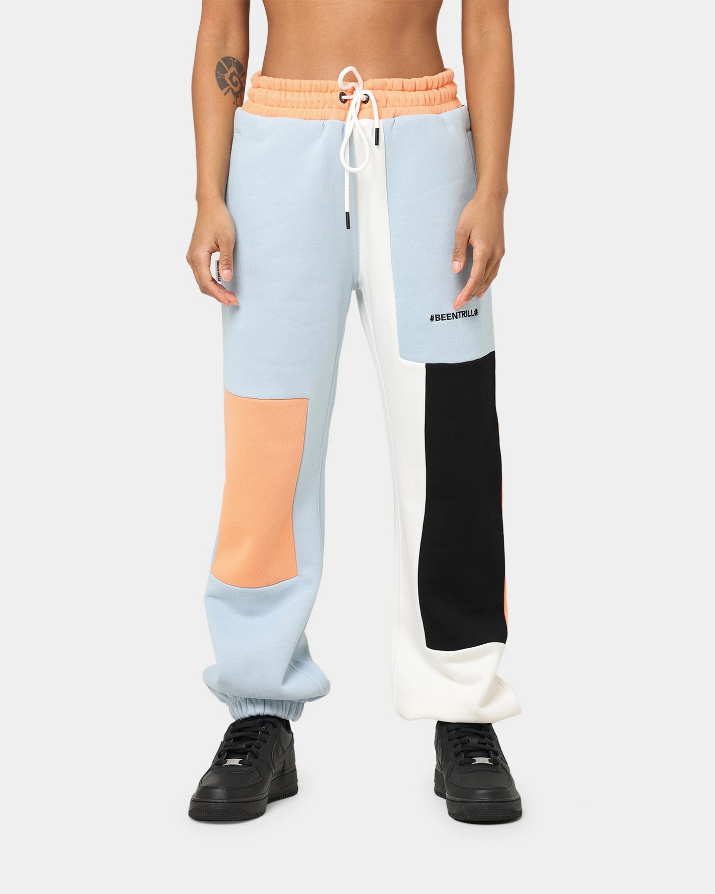 BEENTRILL Patchwork Sweat Pants Blue/Orange