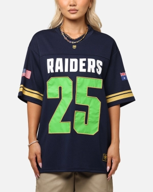 Bleacher Athletic Canberra Raiders NRL 2025 Las Vegas Round Grid Iron T-Shirt Official Team Colour