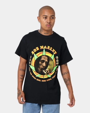 BOB MARLEY Circle Leaf Short Sleeve T-Shirt Black