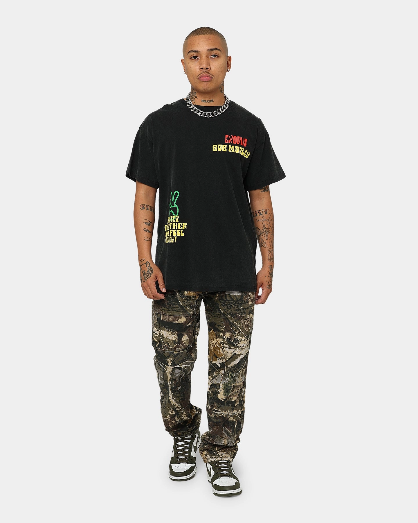 Bob Marley One Love One Heart Vintage T-Shirt Washed Black