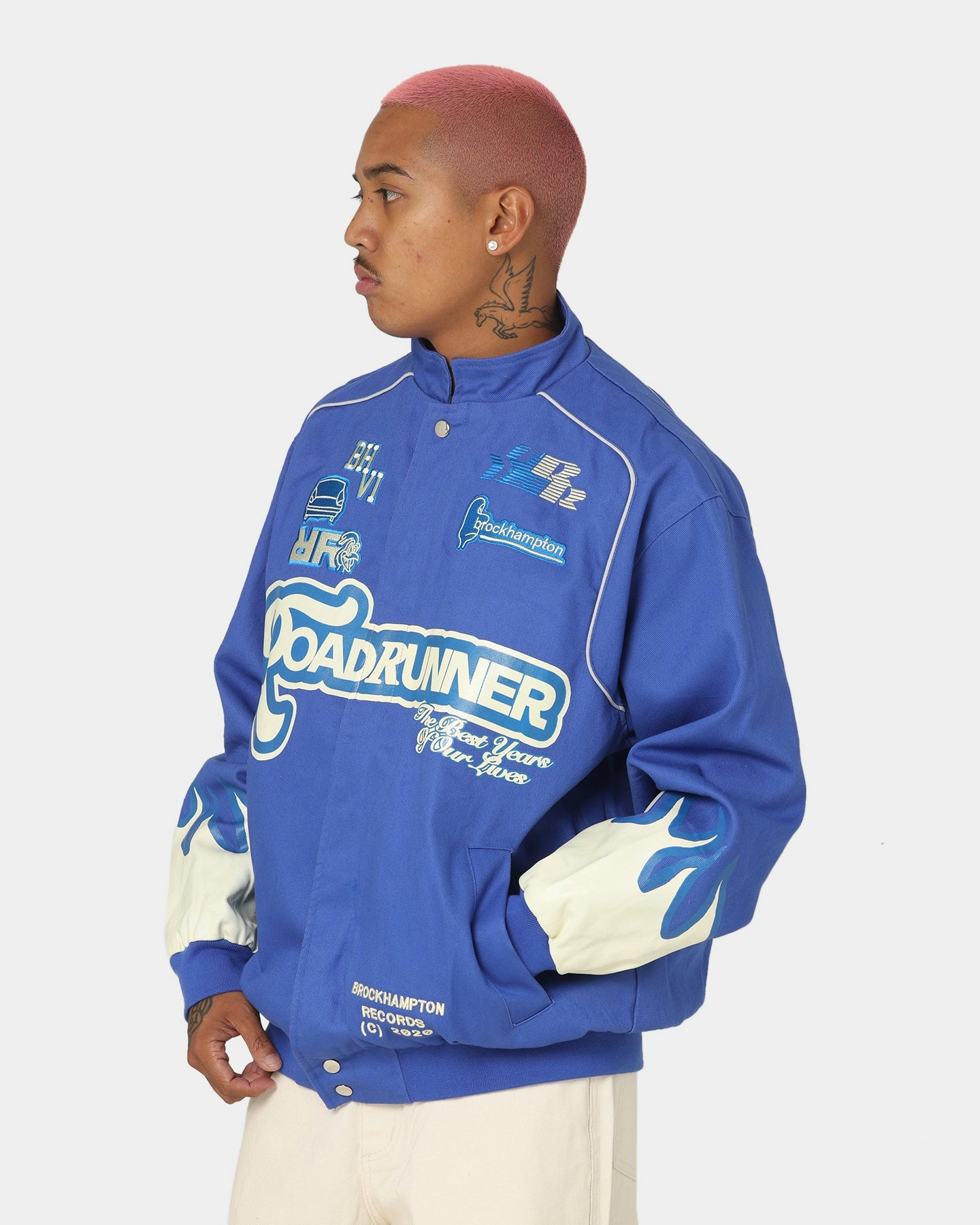Brockhampton Flame Racing Jacket Royal Blue