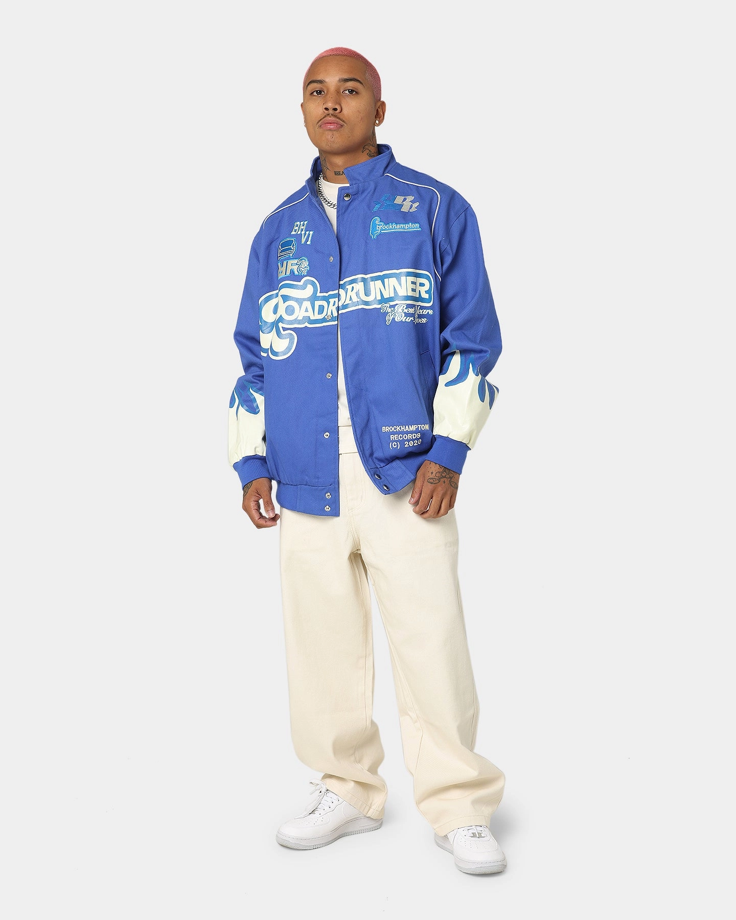 Brockhampton Flame Racing Jacket Royal Blue