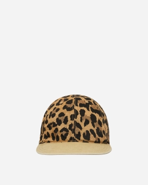 Cotton Herringbone Leopard Baseball Cap Brown