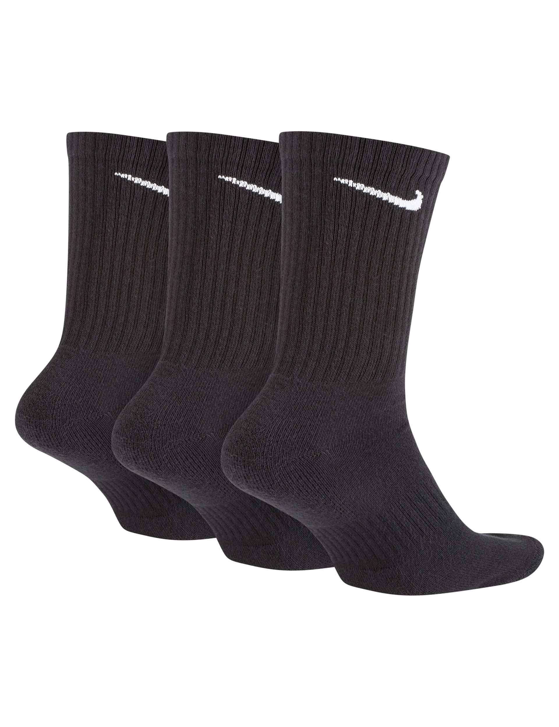 Everyday Cushioned Training Crew Socks (3 Pairs) - Black/White