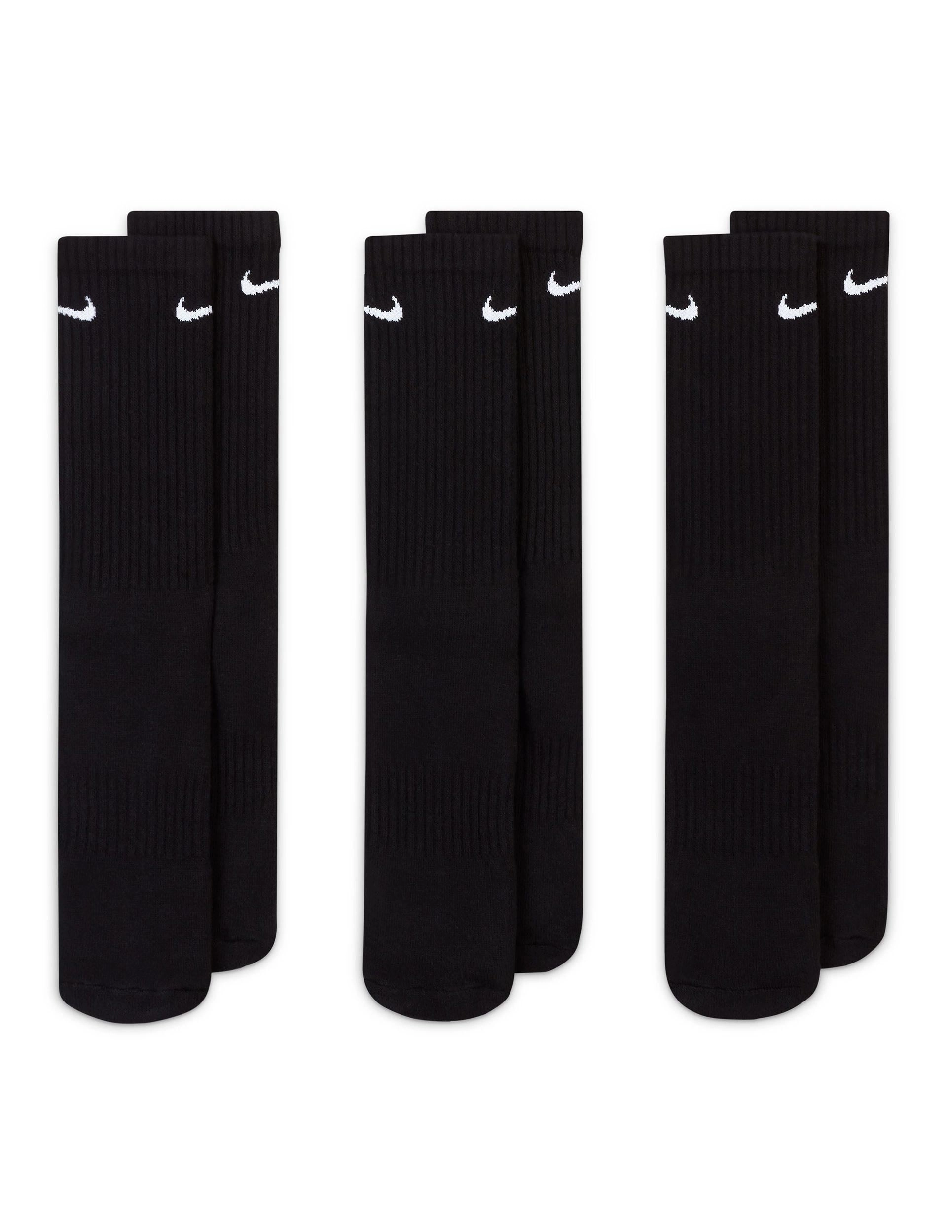 Everyday Cushioned Training Crew Socks (3 Pairs) - Black/White
