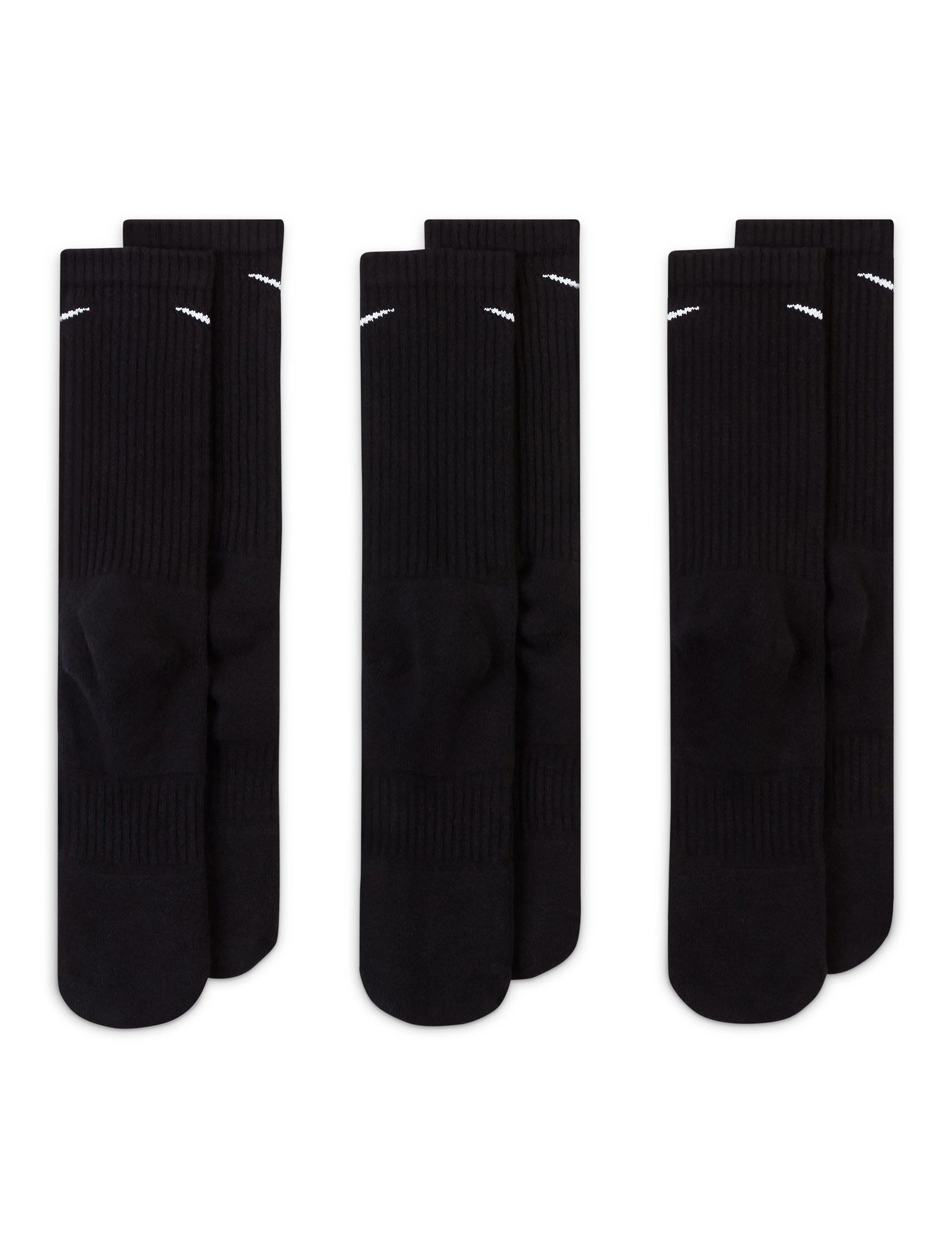 Everyday Cushioned Training Crew Socks (3 Pairs) - Black/White