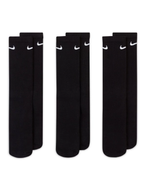 Everyday Cushioned Training Crew Socks (3 Pairs) - Black/White
