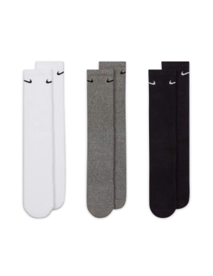 Everyday Cushioned Training Crew Socks (3 Pairs) - White/Grey/Black