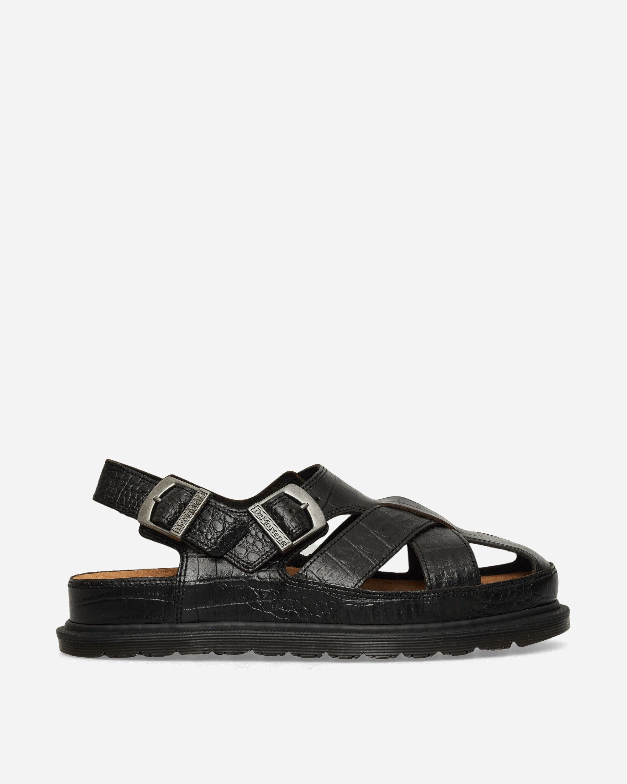 Fisherman Crocodile Analine Leather Sandals Dark Brown
