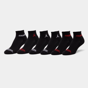 Jordan Legend Juniors' (6 Pack) Ankle Socks Black / White - Gym Red