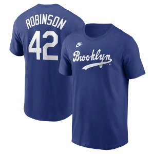 Men's Brooklyn Dodgers Jackie Robinson Nike Royal Cooperstown Collection Name & Number T-Shirt