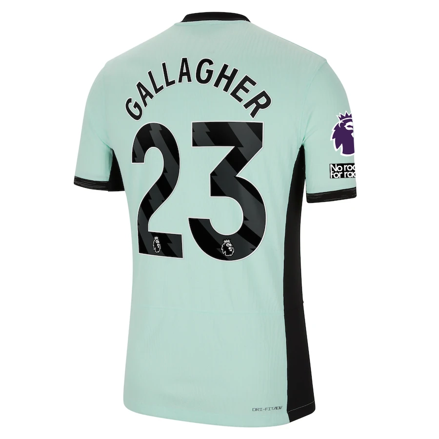 Nike Chelsea Authentic Connor Gallagher Match Vaporknit Third Jersey w/ EPL   No Room For Racism Patches 23/24 (Mint Foam/Black)