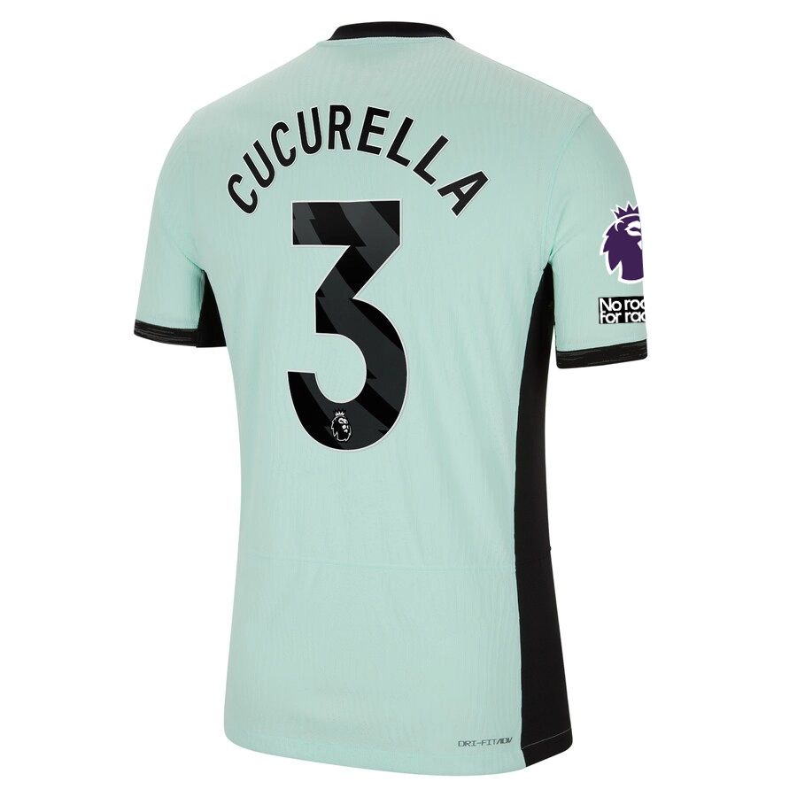 Nike Chelsea Authentic Marc Cucurella Match Vaporknit Third Jersey w/ EPL   No Room For Racism Patches 23/24 (Mint Foam/Black)
