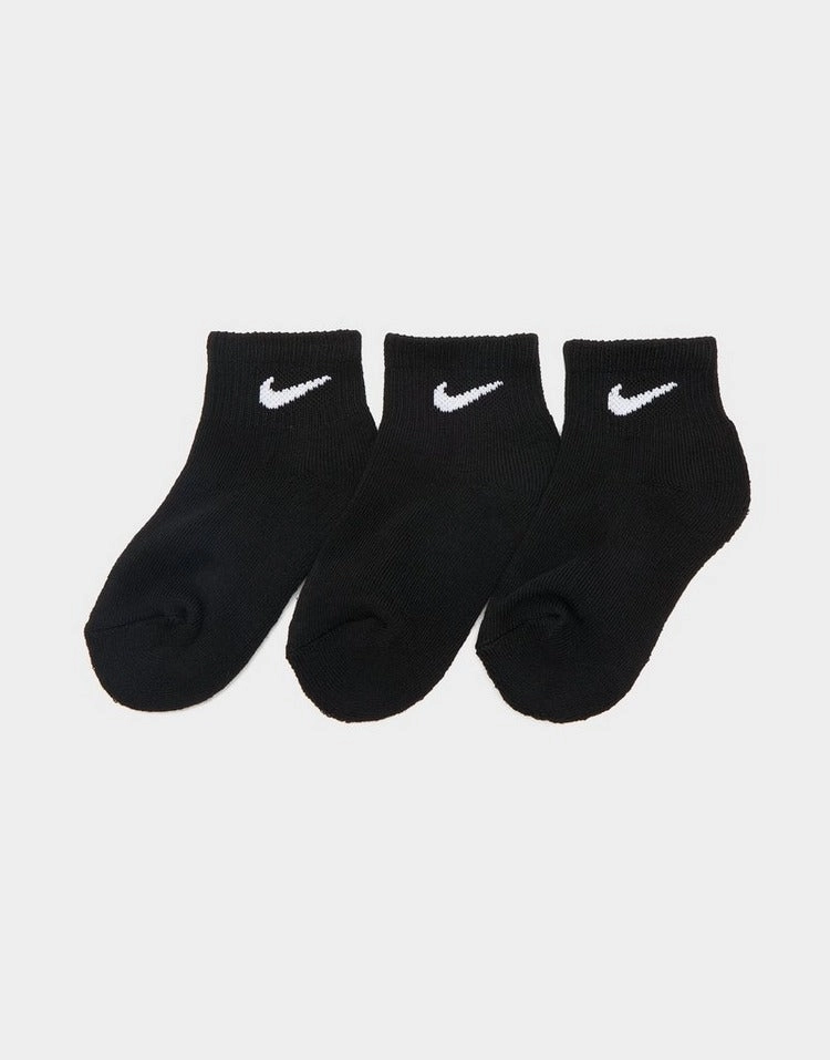 NIKE KID'S CUSHIONS ANKLE 3 PACKS BLACK SOCKS