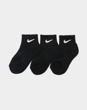 NIKE KID'S CUSHIONS ANKLE 3 PACKS BLACK SOCKS