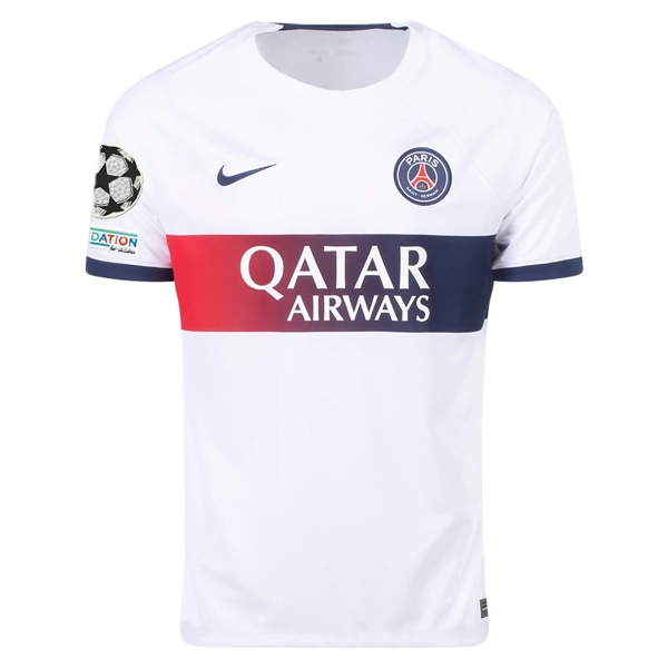Nike Paris Saint-Germain Ousmane Dembélé Away Jersey w/ Champions League Patches 23/24 (White/Midnight Navy)