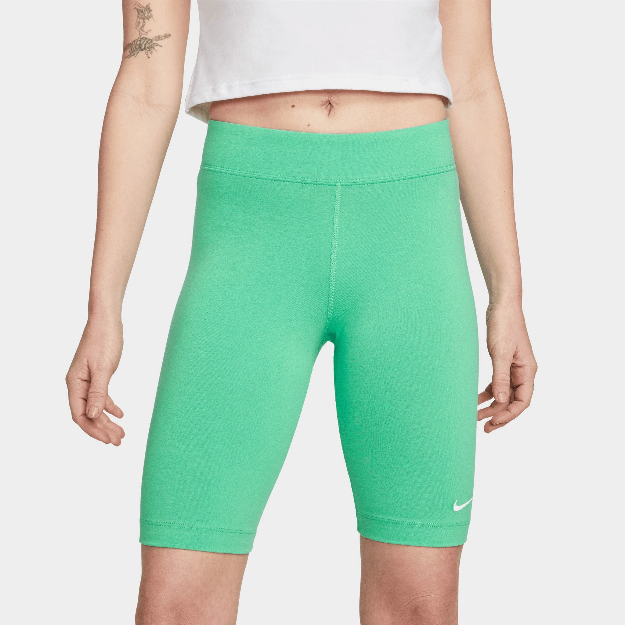 Nike Sportswear Women's Essential Mid-Rise Bike Shorts Spring Green / White