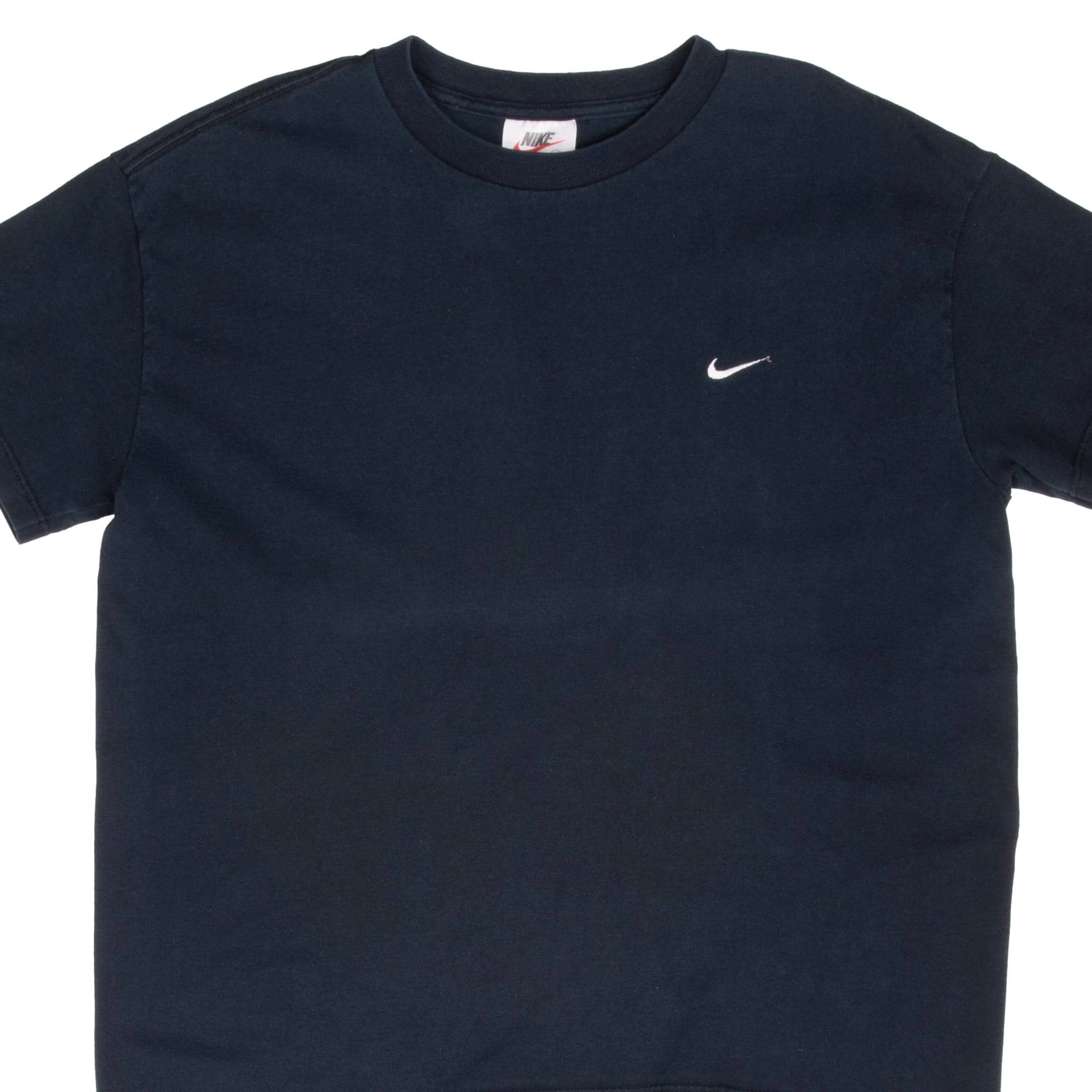 VINTAGE NIKE BLACK CLASSIC SWOOSH TEE SHIRT 1990S LARGE MADE IN USA