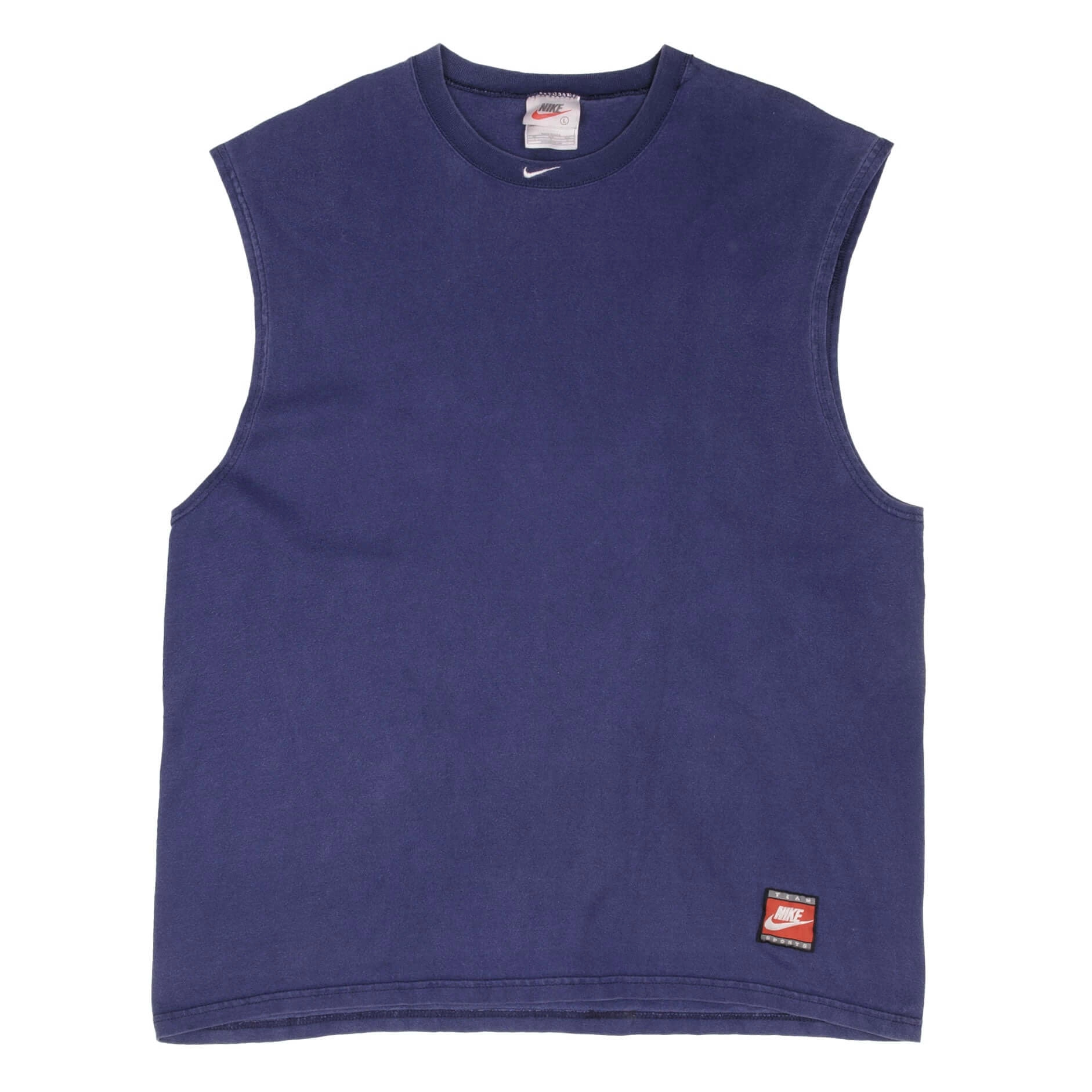 VINTAGE NIKE CENTER SWOOSH NAVY BLUE TANK TOP TEE SHIRT 1990S LARGE MADE IN USA