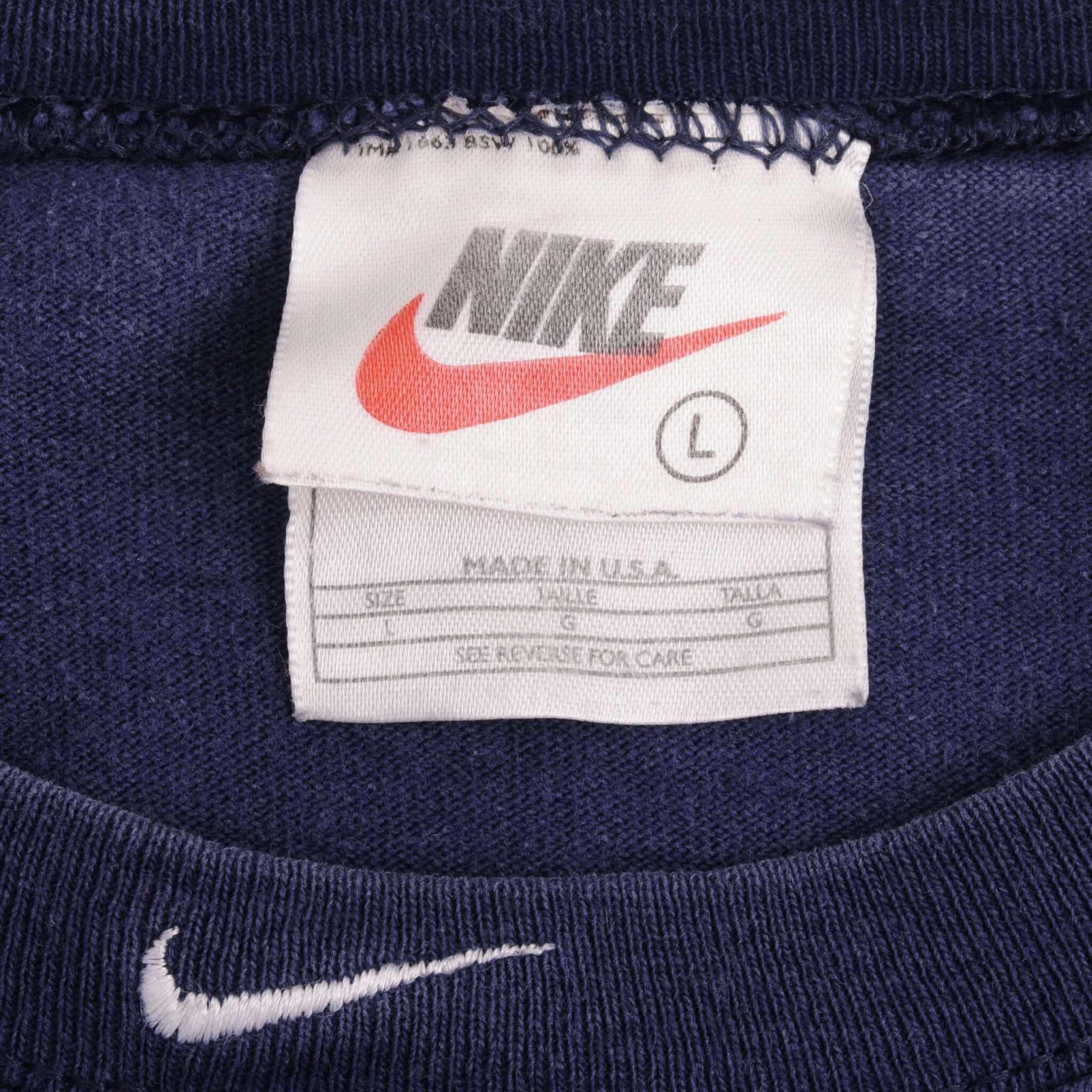 VINTAGE NIKE CENTER SWOOSH NAVY BLUE TANK TOP TEE SHIRT 1990S LARGE MADE IN USA