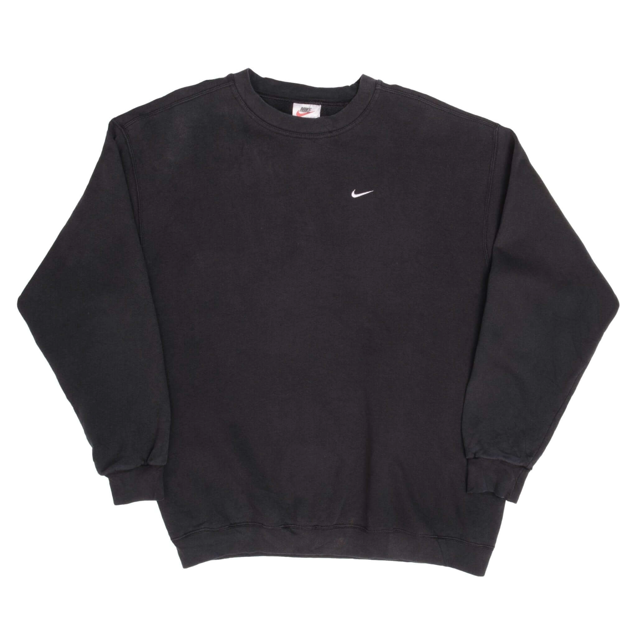 VINTAGE NIKE CLASSIC SWOOSH BLACK SWEATSHIRT 1990S LARGE MADE IN USA