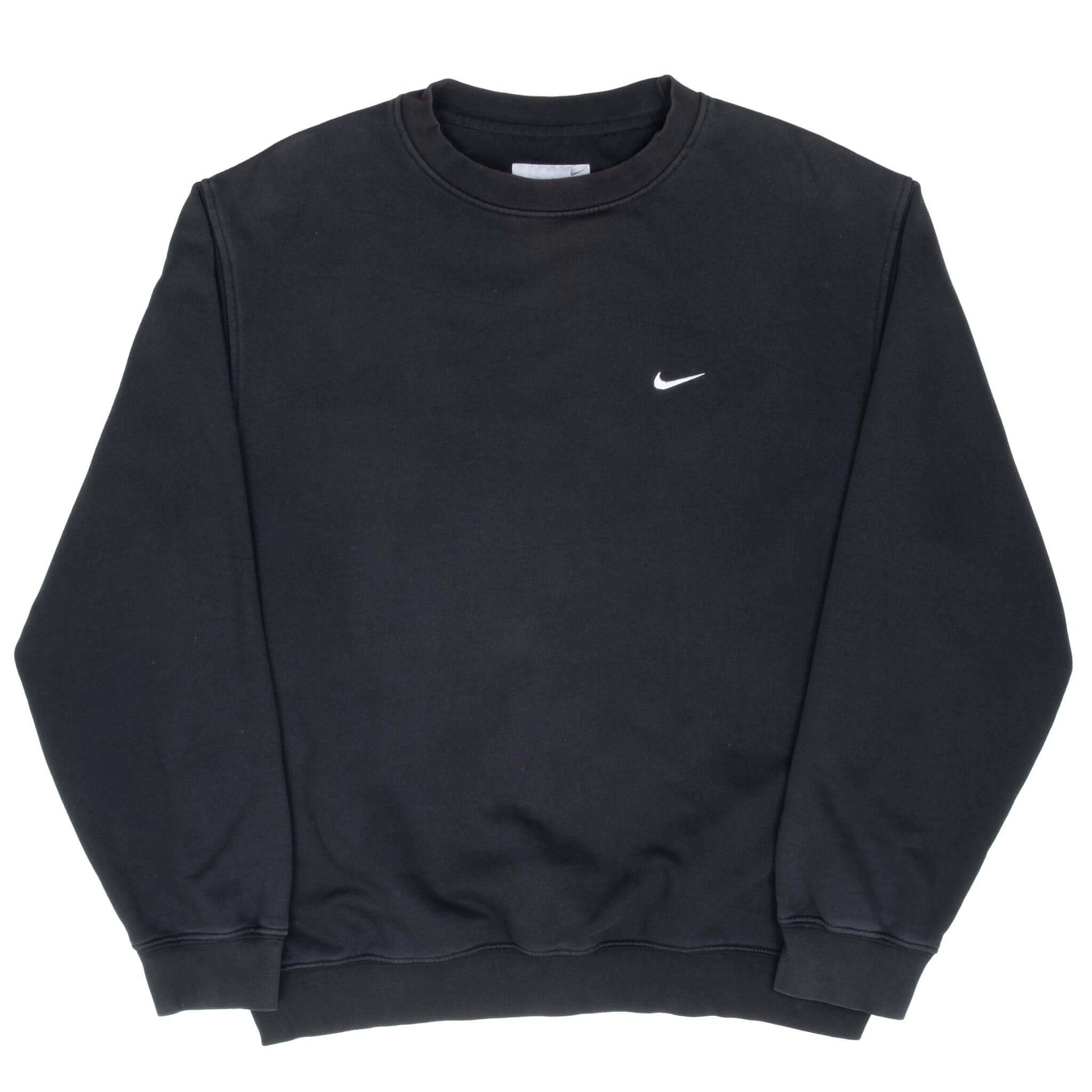 VINTAGE NIKE CLASSIC SWOOSH BLACK SWEATSHIRT 2000S MEDIUM