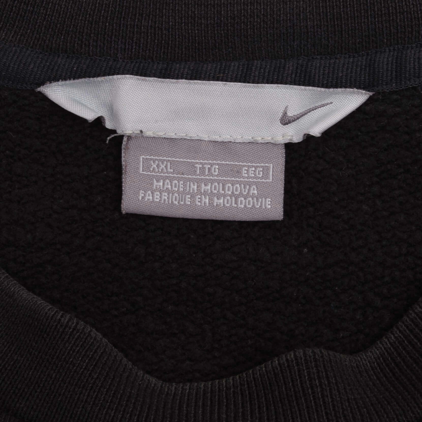 VINTAGE NIKE CLASSIC SWOOSH BLACK SWEATSHIRT 2000S SIZE 2XL