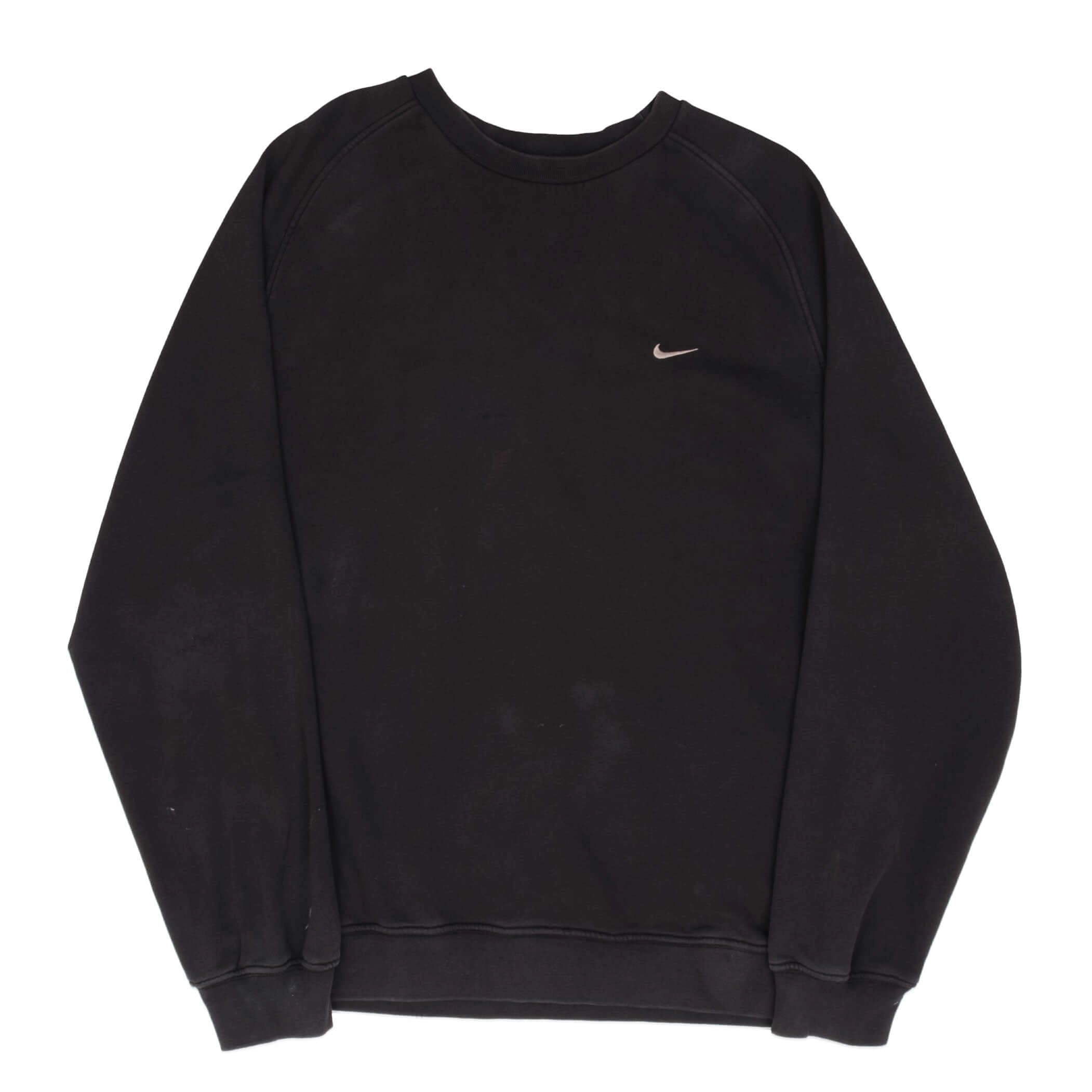 VINTAGE NIKE CLASSIC SWOOSH BLACK SWEATSHIRT 2000S SIZE 2XL