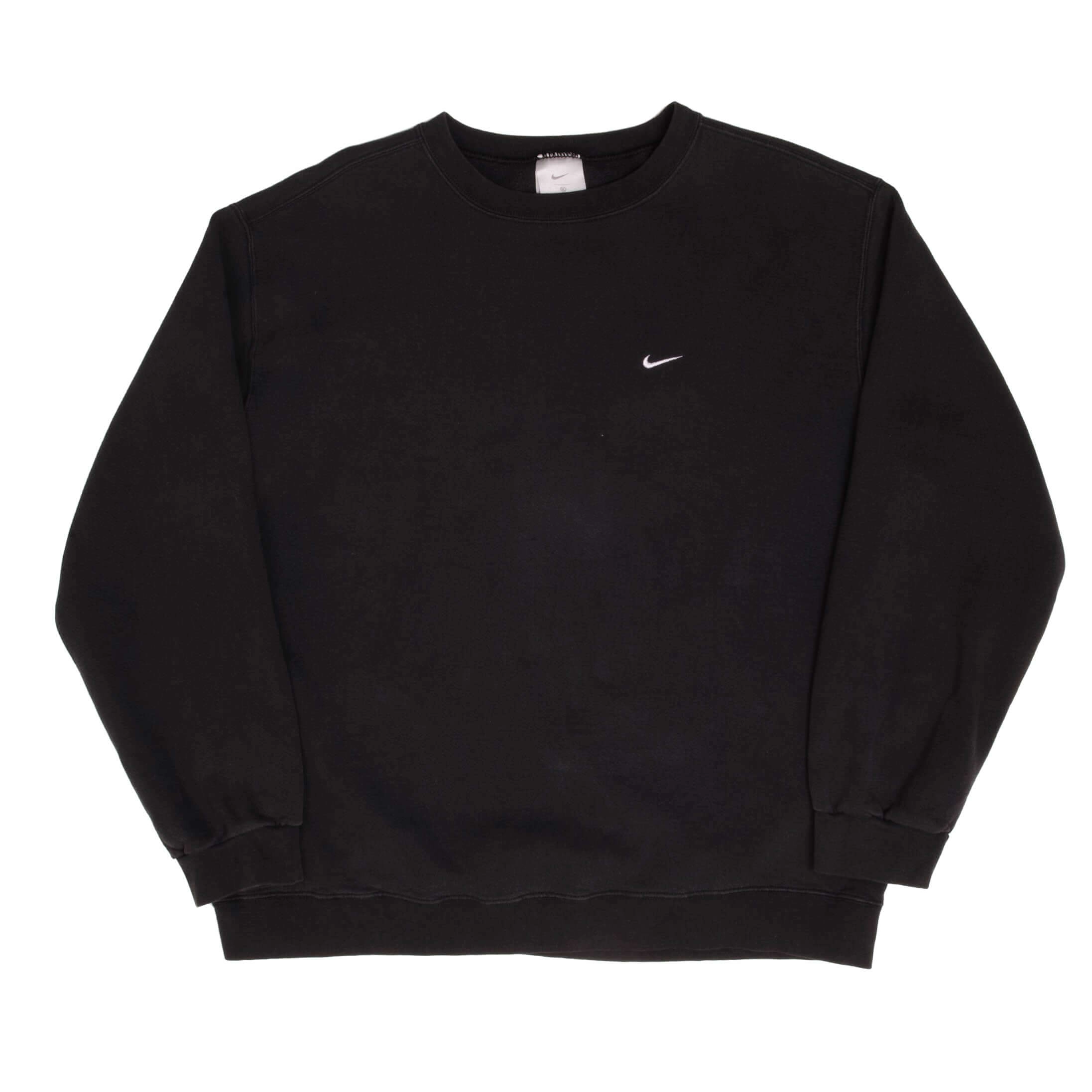 VINTAGE NIKE CLASSIC SWOOSH BLACK SWEATSHIRT 2000S SIZE XL MADE IN USA
