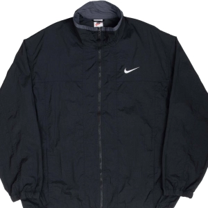 VINTAGE NIKE CLASSIC SWOOSH BLACK WINDBREAKER JACKET 1990S SIZE LARGE