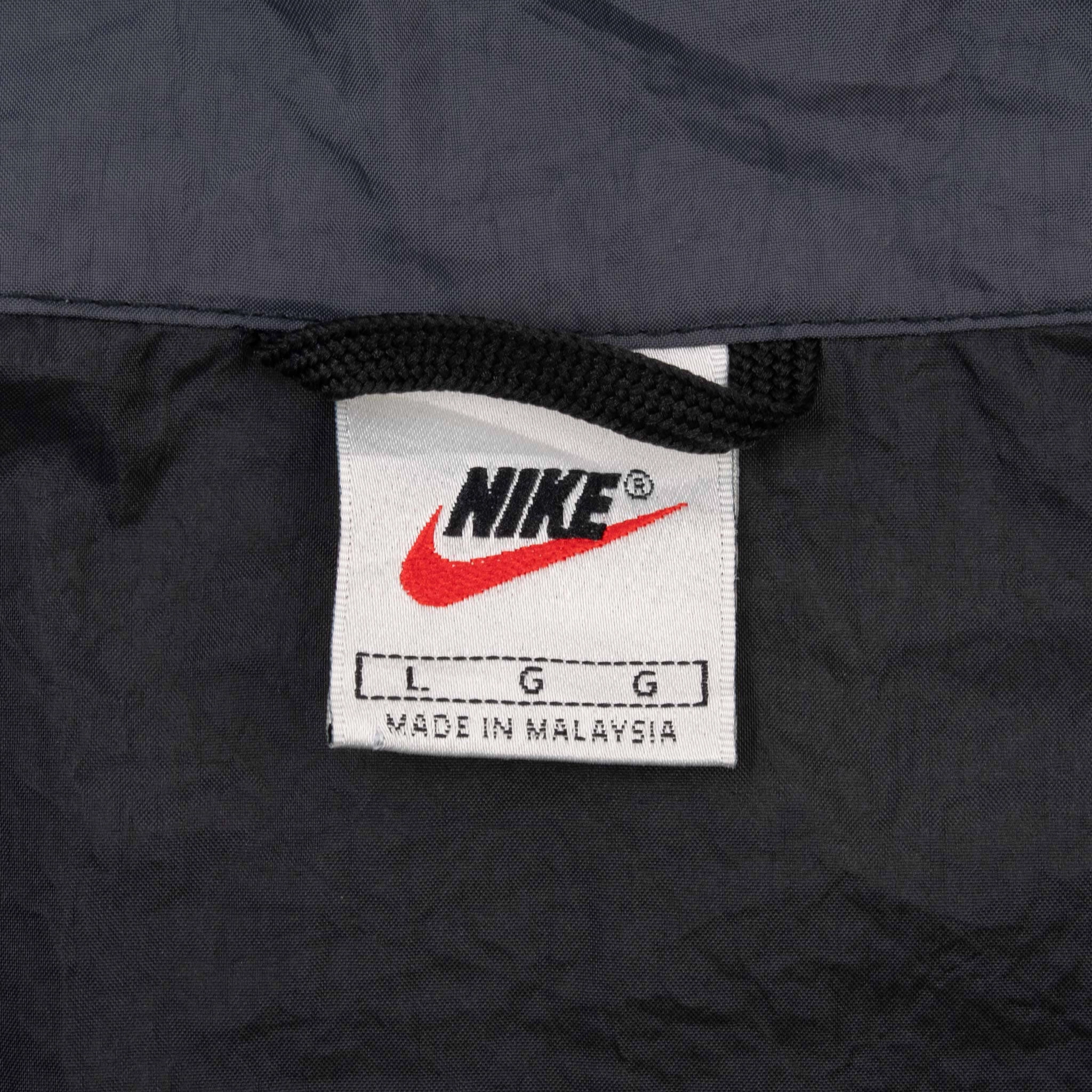 VINTAGE NIKE CLASSIC SWOOSH BLACK WINDBREAKER JACKET 1990S SIZE LARGE