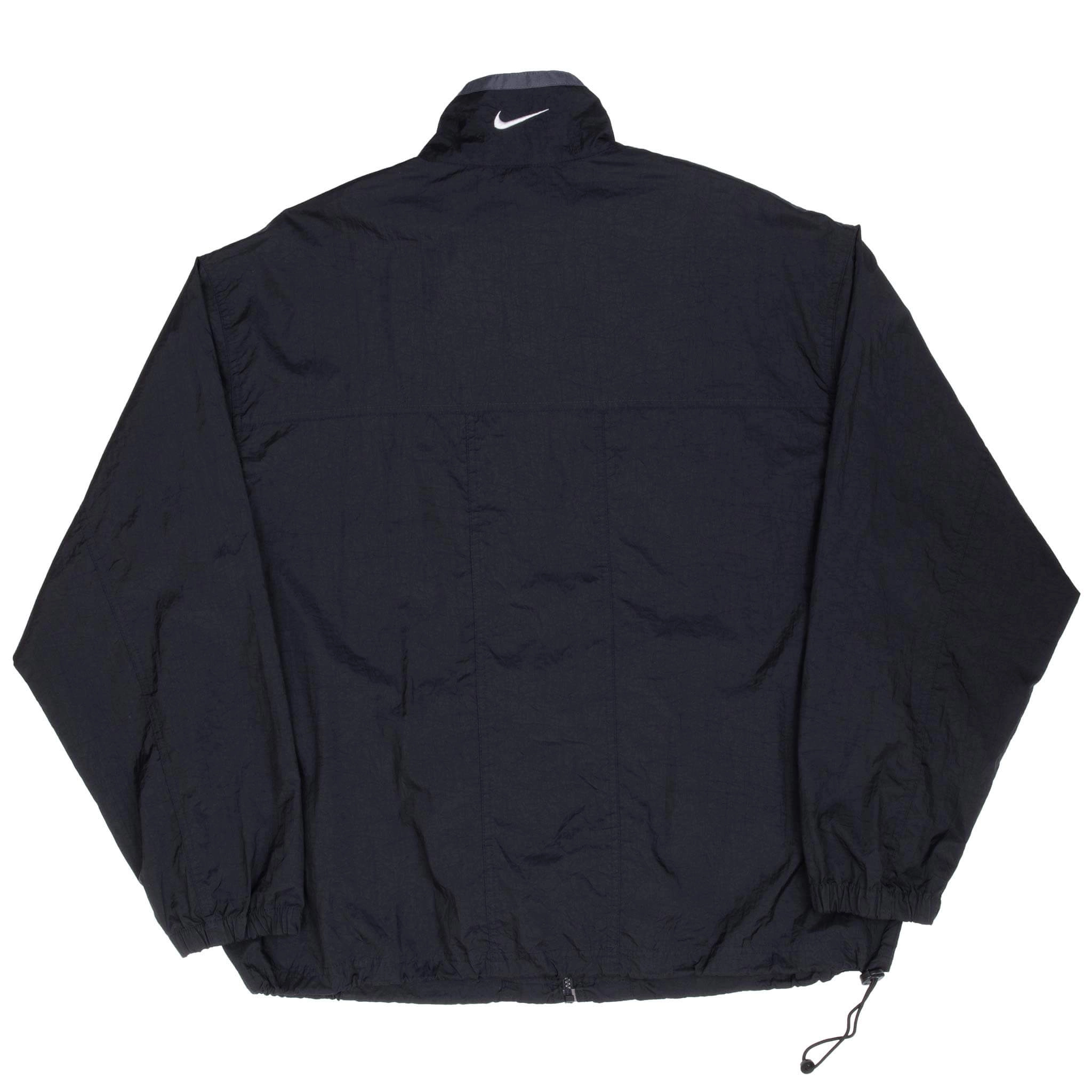 VINTAGE NIKE CLASSIC SWOOSH BLACK WINDBREAKER JACKET 1990S SIZE LARGE