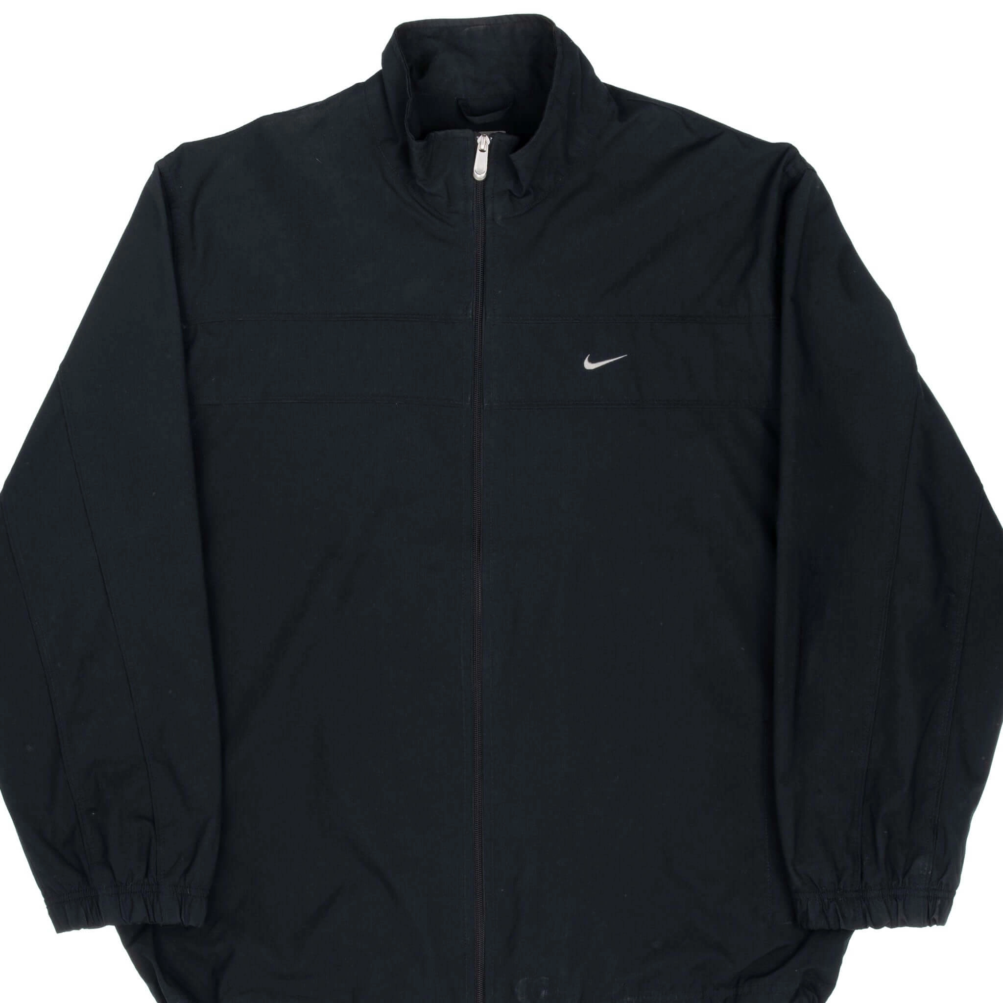 VINTAGE NIKE CLASSIC SWOOSH BLACK WINDBREAKER JACKET 2000S 2XL