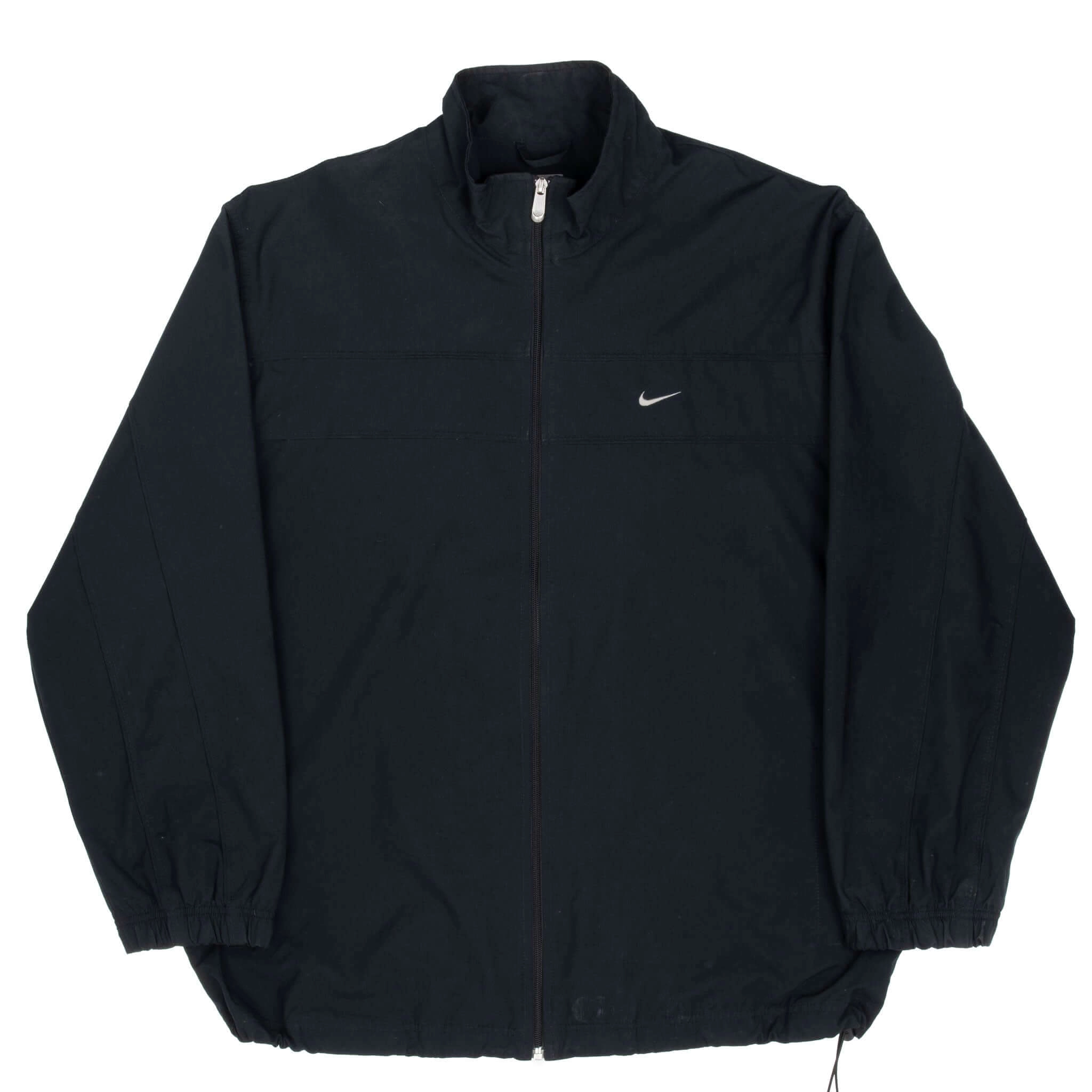VINTAGE NIKE CLASSIC SWOOSH BLACK WINDBREAKER JACKET 2000S 2XL