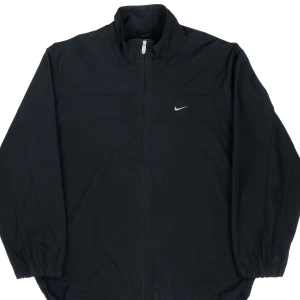 VINTAGE NIKE CLASSIC SWOOSH BLACK WINDBREAKER JACKET 2000S 2XL