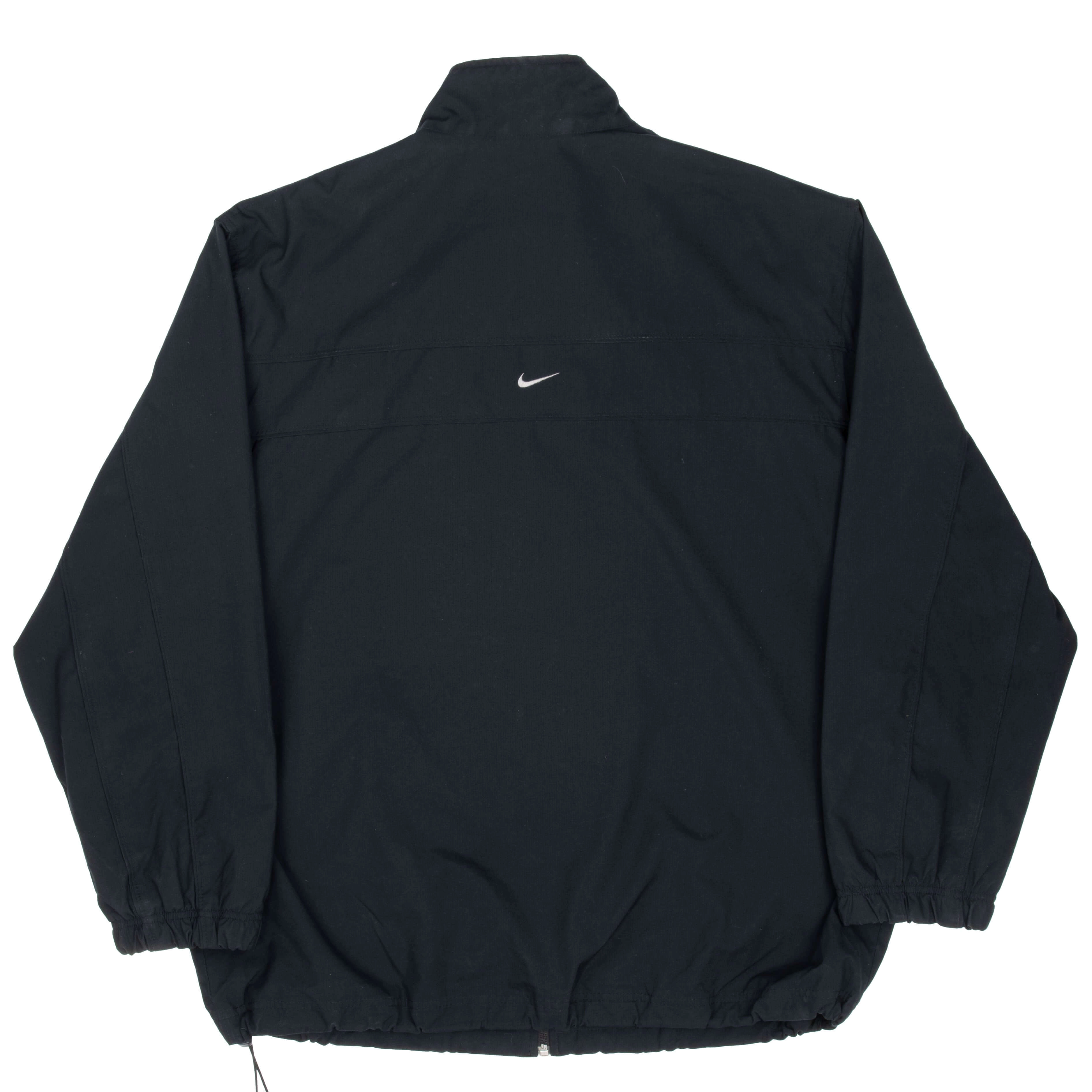 VINTAGE NIKE CLASSIC SWOOSH BLACK WINDBREAKER JACKET 2000S 2XL